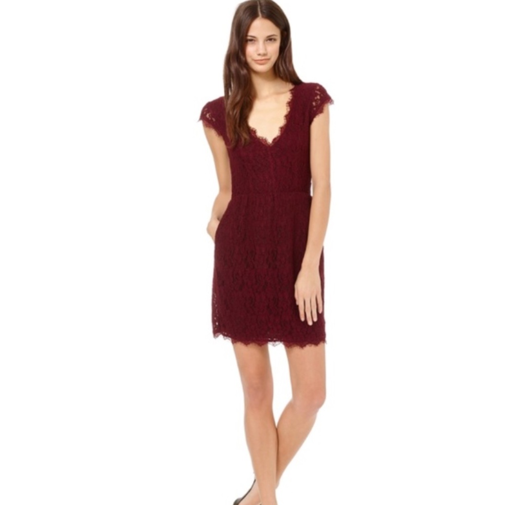 Aritzia Wilfred Tobias Lace Dress Burgundy Wine 2